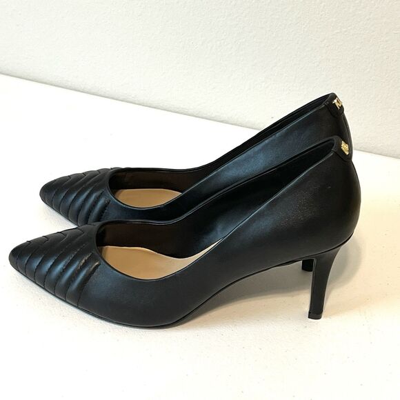 Karl Lagerfeld Paris LEATHER ROULLE 3.5" HEELS PUMPS SHOES - Picture 2 of 13